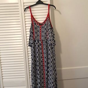 Blue, White, and Red Maxi Dress